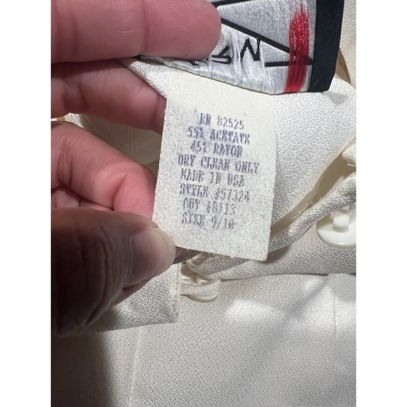 Xtrmz Vintage White/Ivory Lace Button Front Short Sleeve Mock Neck Dress Wedding - Picture 9 of 10